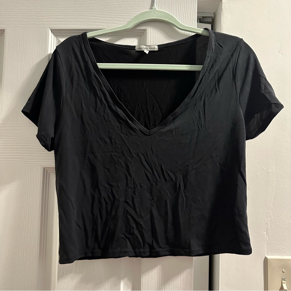 Charlotte Russe Black Crop Top, size L